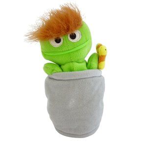 Vintage 1997 Jim Henson Tyco Plush Oscar the Grouch in Trash‎ Can 6 1/2"